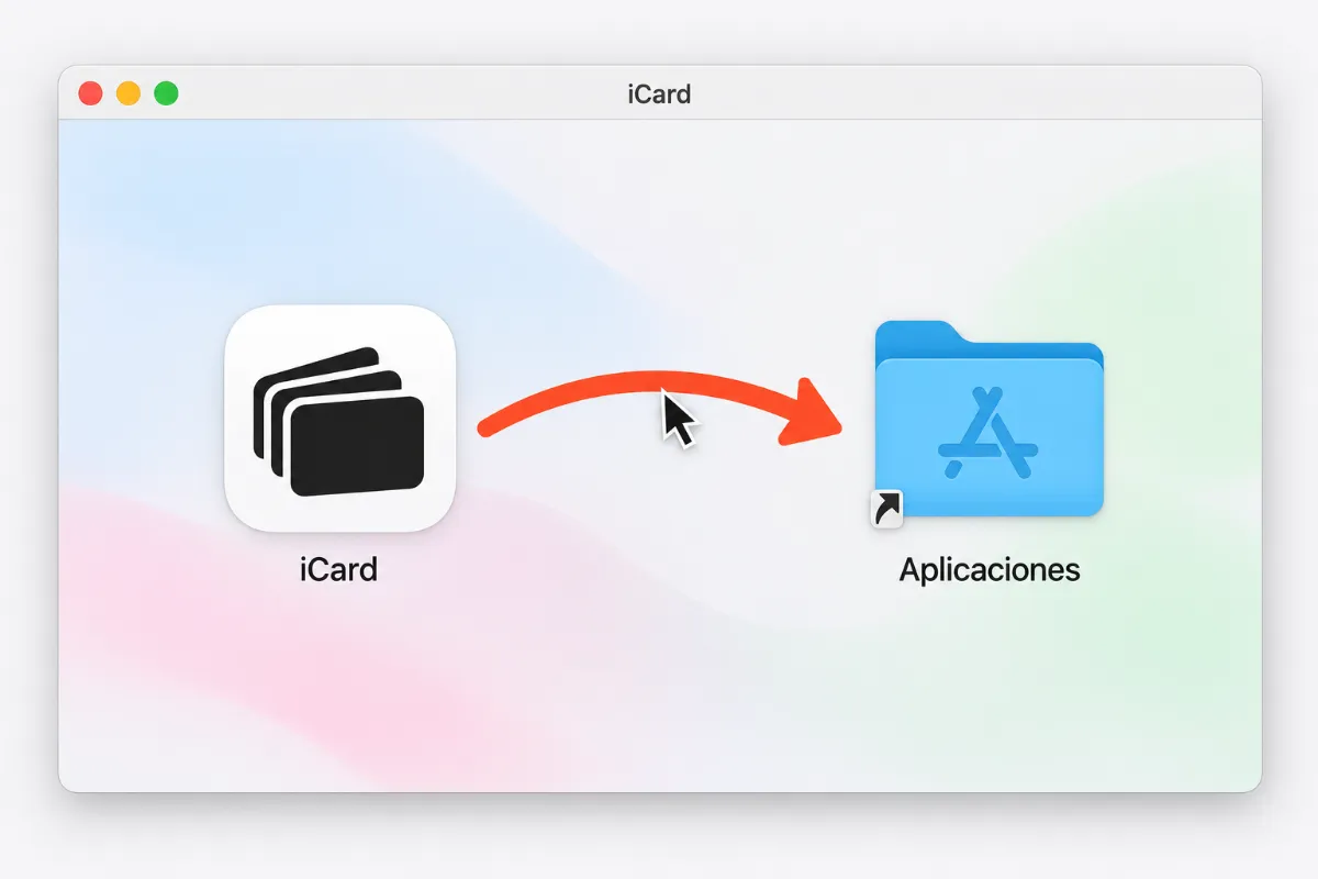 Ventana del .dmg: arrastra iCard a Aplicaciones