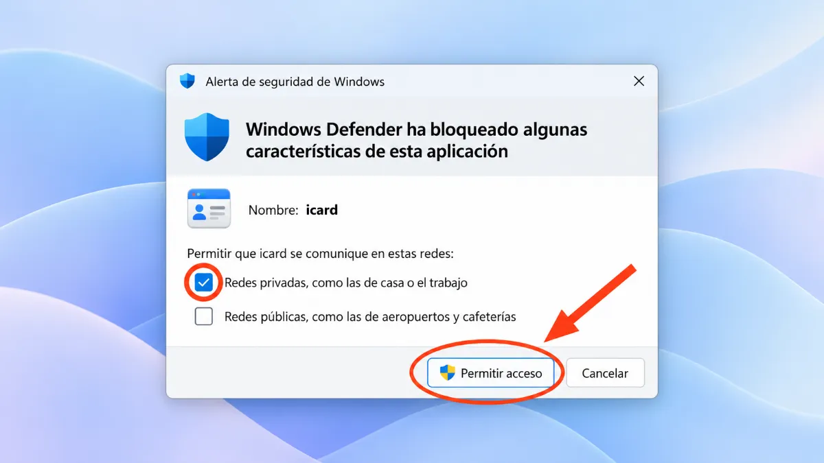 Alerta del firewall de Windows: toca «Permitir acceso»